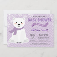 Winter Lila Polar Bear Baby Dusche Einladung