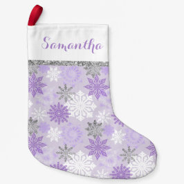 Winter Lila und silber Personalisiert Kleiner Weihnachtsstrumpf