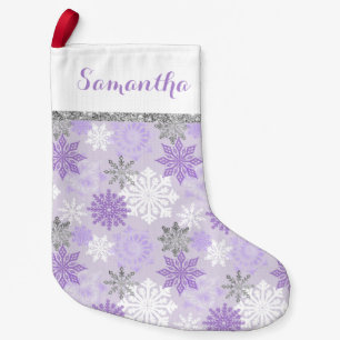 Winter Lila und silber Personalisiert Kleiner Weihnachtsstrumpf