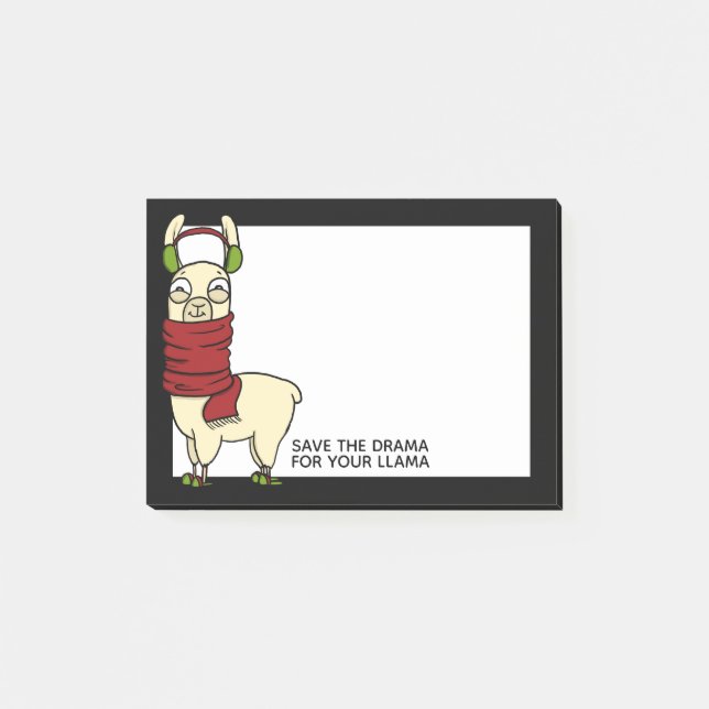 Winter Llama | In Ohrmuscheln und Hausschuhen Post-it Klebezettel (Vorderseite)