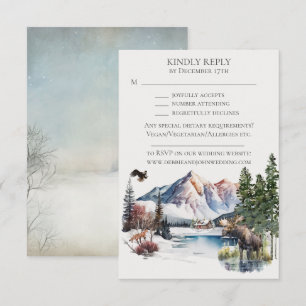 Winter Lodge im Gebirge RSVP Einladung