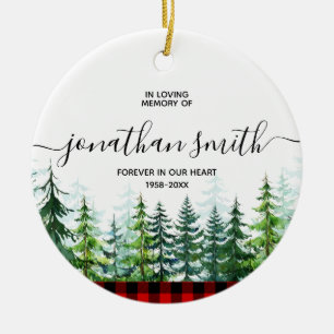 Winter Lumberjack Pine Tree in Love Memory Keramik Ornament