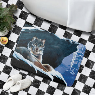 Winter Lynx Mountain Badematte