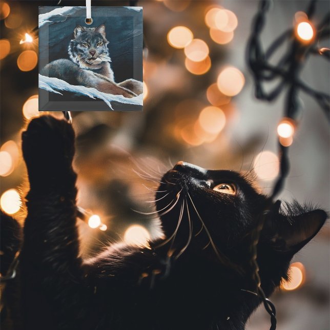 Winter Lynx Mountain Ornament Aus Glas (Von Creator hochgeladen)
