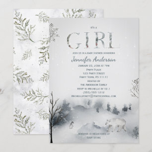 Winter-Mädchen-Babyparty Einladung