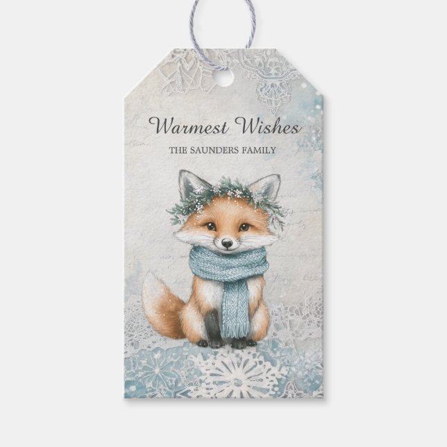 Winter Magic Fox-Geschenktag Geschenkanhänger (Vorderseite)
