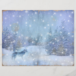 Winter Magic Wolf Scrapbook Page Paper, Bezaubernd