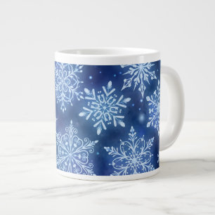 Winter-Magie-Schneeflocken Tiefblauer Himmel Jumbo-Tasse