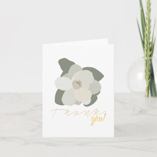 Winter Magnolia Blume Blätter Dankeskarte (Vorderseite)