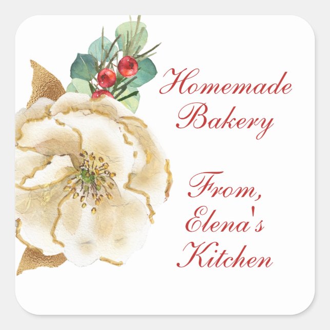Winter Magnolia Weihnachtsbäckerei Sticker (Vorderseite)