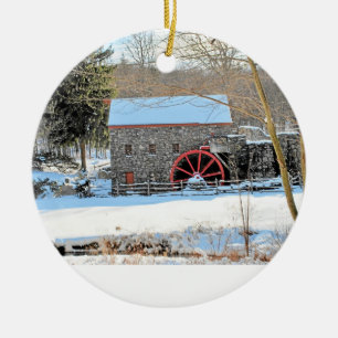 WINTER-MAHLGUT-MÜHLE KERAMIK ORNAMENT