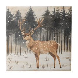 Winter Majesty Stag Winter Szene Fliese