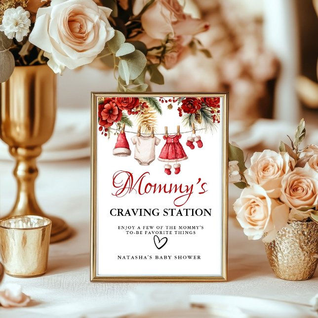 Winter Mama-Wunschstation-Babyparty-Schild Poster (Von Creator hochgeladen)