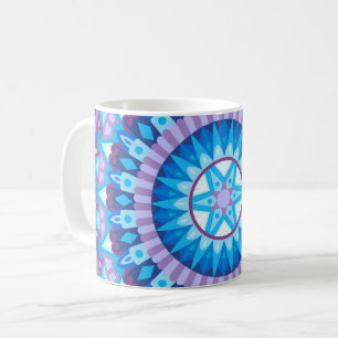 Winter-Mandala Blaues geometrisches Schneeflocken- Kaffeetasse