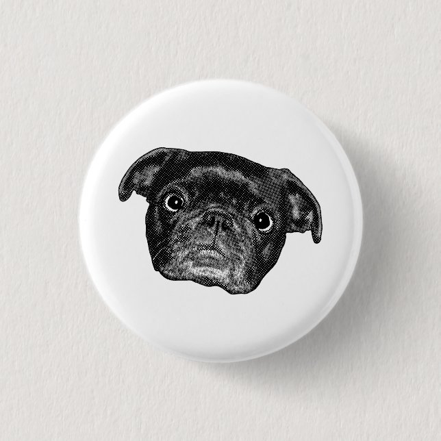 Winter-Manga-Mops-Magnet Button (Vorderseite)