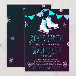 Winter-Märchenland-Eis-Skate-Mädchen-Tafel-Party Einladung