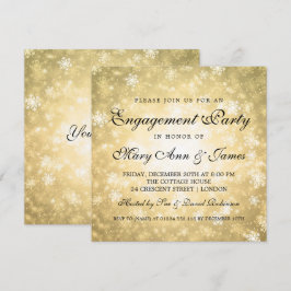 Winter-Märchenland-elegantes Verlobungs-Party-Gold Einladung