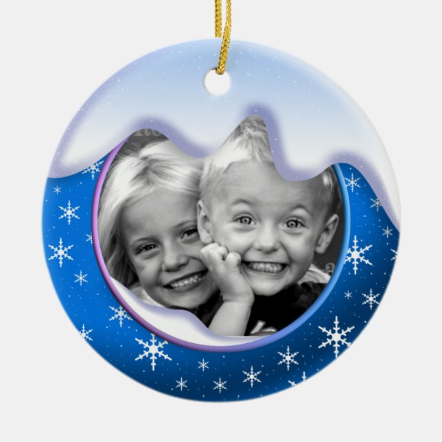 Winter-Märchenland-Familien-Verzierung Keramik Ornament (Vorne)