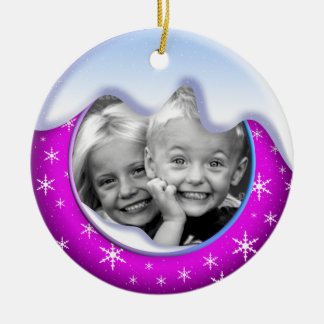 Winter-Märchenland-Familien-Verzierung lila Keramik Ornament