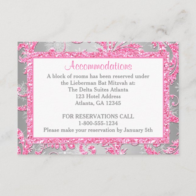 Winter-Märchenland-Schläger Mitzvah Einschließung Begleitkarte (Vorderseite)