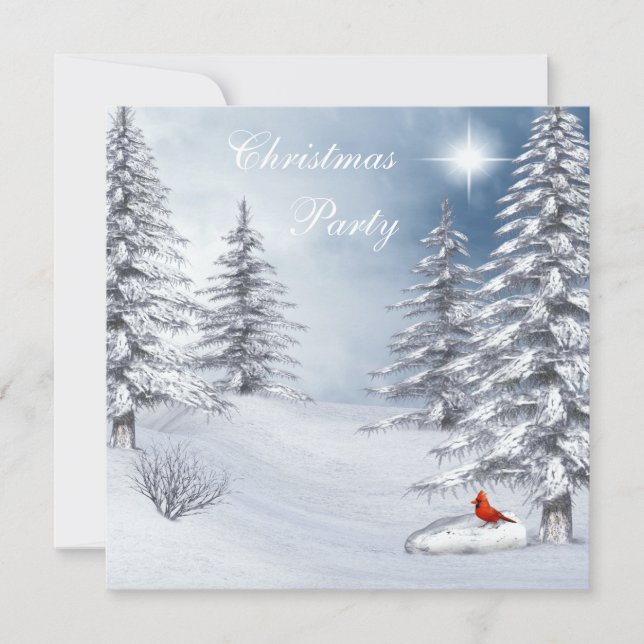 Winter-Märchenland u. Kardinals-WeihnachtsParty Einladung (Vorderseite)