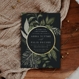 Winter Meadow Green Botanical Wedding Folieneinladung