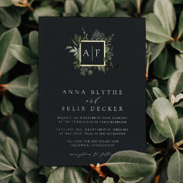 Winter Meadow Monogram | Botanische Hochzeit Folieneinladung