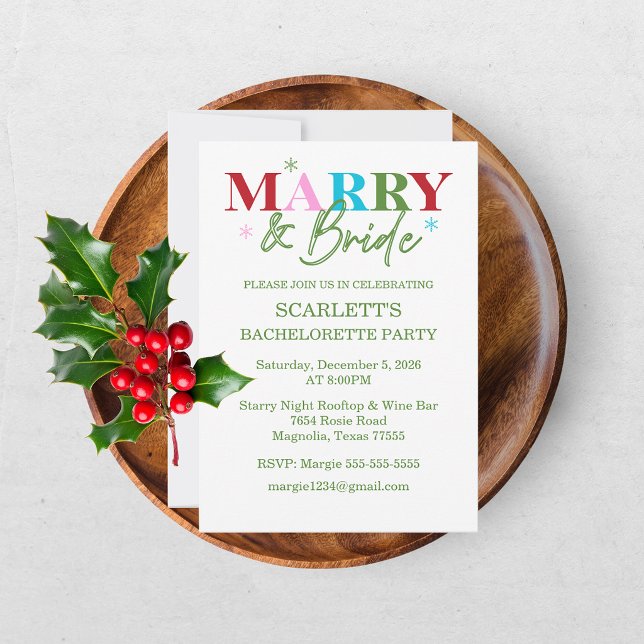 Winter Merry & Bride Bachelorette Einladung (Von Creator hochgeladen)