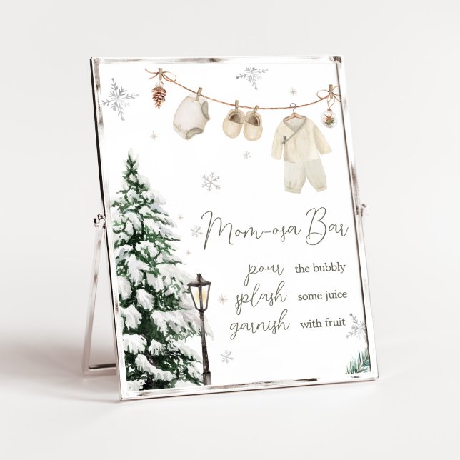 Winter Merry Little Baby Kleidung Mama Osa Bar Poster (Merry Little Winter Baby Clothes Baby Shower Mom Osa Bar Sign)