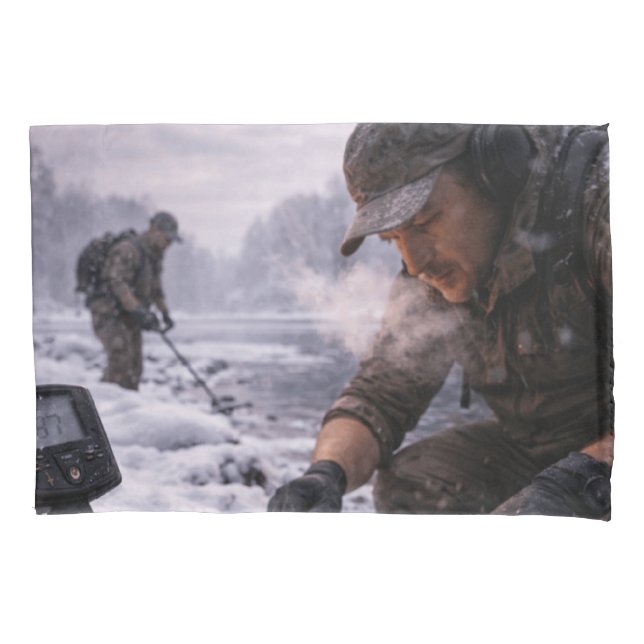Winter Metal Detecting Long Sleeve Kissenbezug (Vorderseite)
