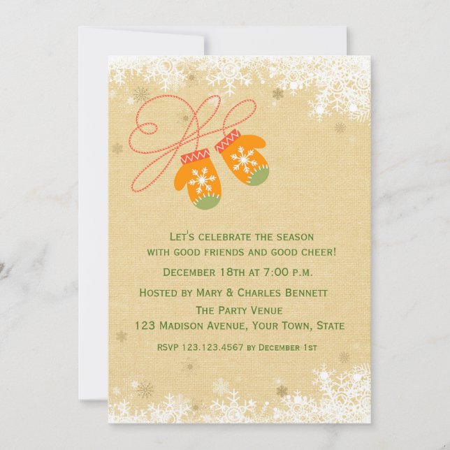 Winter Mittens, Fête Invitation (Devant)