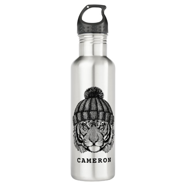 Winter-Mode-bereiter Tiger | addieren Ihren Namen Edelstahlflasche (Vorderseite)