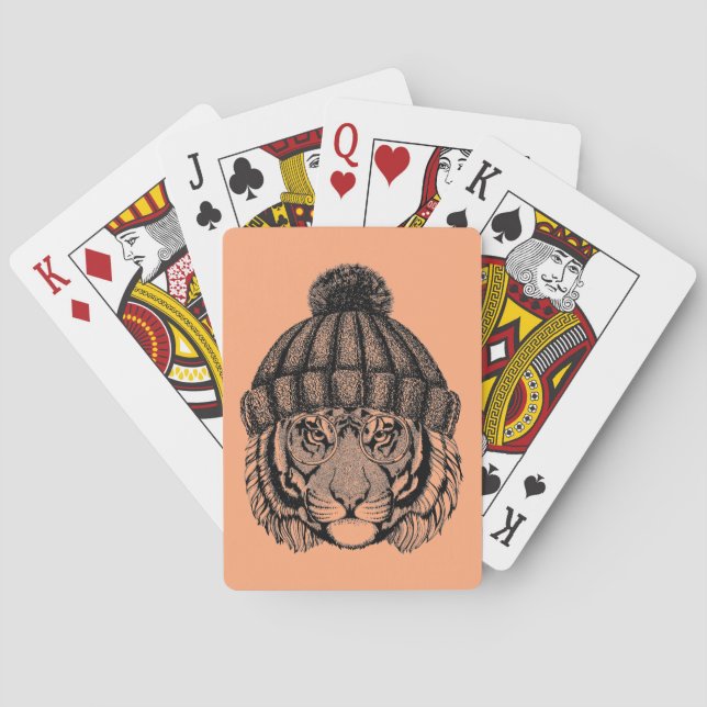 Winter-Mode-bereiter Tiger Spielkarten (Rückseite)