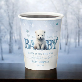 Winter Modern Bearly Wait Baby Dusche Pappbecher