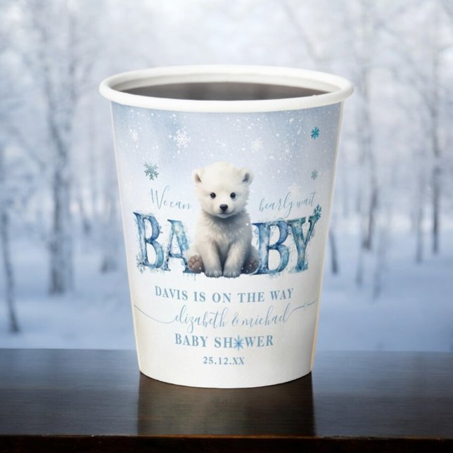 Winter Modern Bearly Wait Baby Dusche Pappbecher (Von Creator hochgeladen)