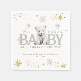 Winter Modern Bearly Wait Baby Dusche Willkommen Serviette
