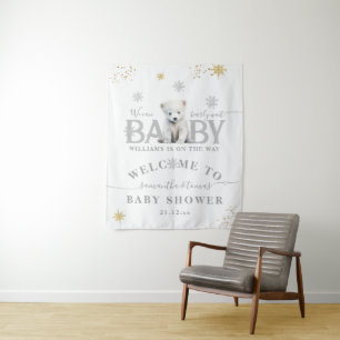 Winter Modern Bearly Wait Baby Dusche Willkommen Wandteppich