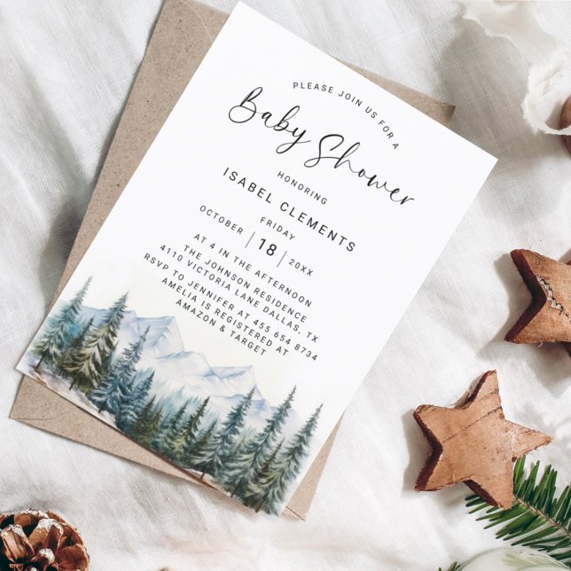 Winter & Modern Script Chic Baby Dusche Einladung (Von Creator hochgeladen)