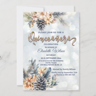 Winter Moderne Bucht florale Wasserfarbe Einladung