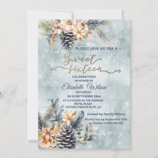 Winter Moderne Bucht florale Wasserfarbe Einladung