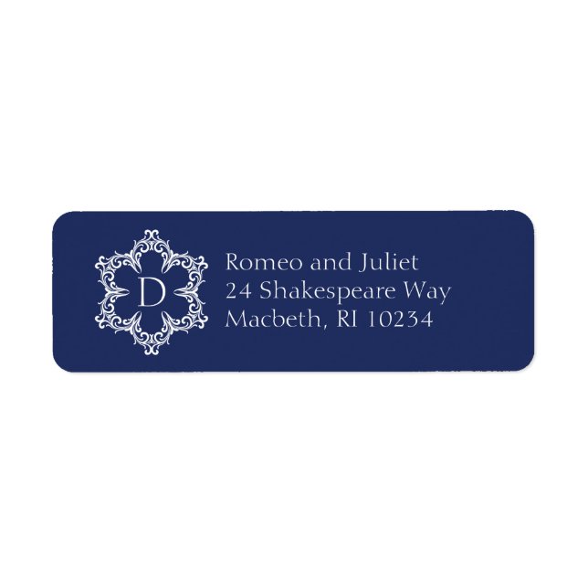 Winter Monogram D Address Label in Navy (Vorne)