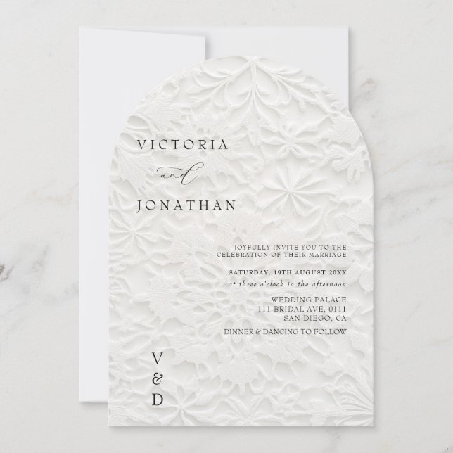  Winter Monogram White Wedding Invitation Einladung (Vorderseite)