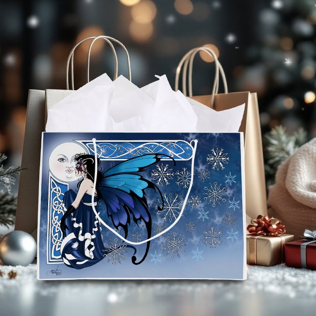 Winter Moon Fairy Blue Große Geschenktüte (Von Creator hochgeladen)