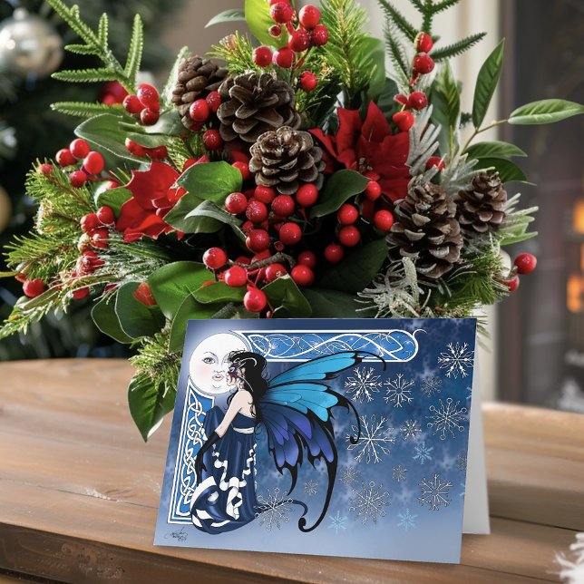 Winter Moon Fairy Blue Karte (Von Creator hochgeladen)