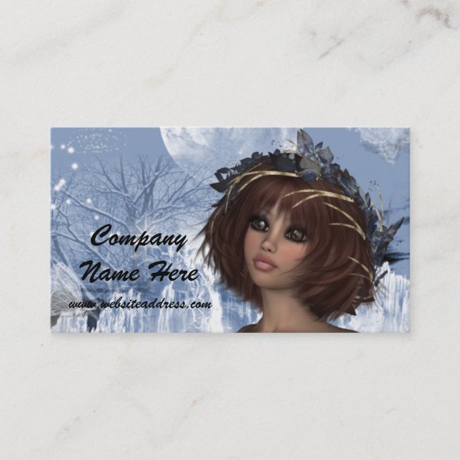 Winter Moon Fantasy Woman Business Card Visitenkarte (Vorderseite)