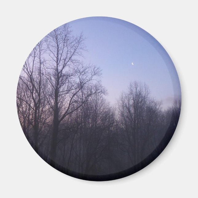 Winter Moon Morning Landschaftsfotografie Magnet (Vorne)