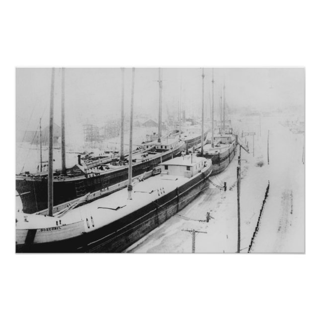 Winter Moorings Belle River Marine City Michigan Fotodruck (Vorne)