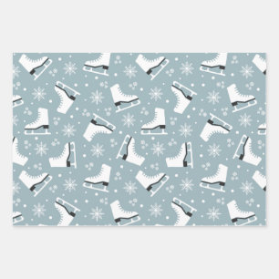 Winter-Motivbild mit Eis-Skaten Geschenkpapier Set