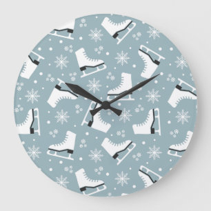 Winter-Motivbild mit Eis-Skaten Große Wanduhr