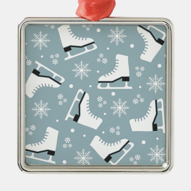 Winter-Motivbild mit Eis-Skaten Ornament Aus Metall (Vorne)